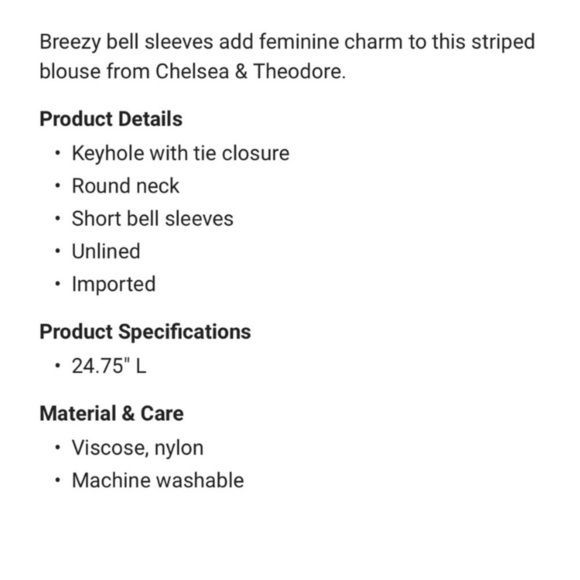 ❗️nwot❗️CHELSEA & THEODORE • Striped Ruffle Flutter Sleeve Seersucker Blouse • M - Picture 10 of 10